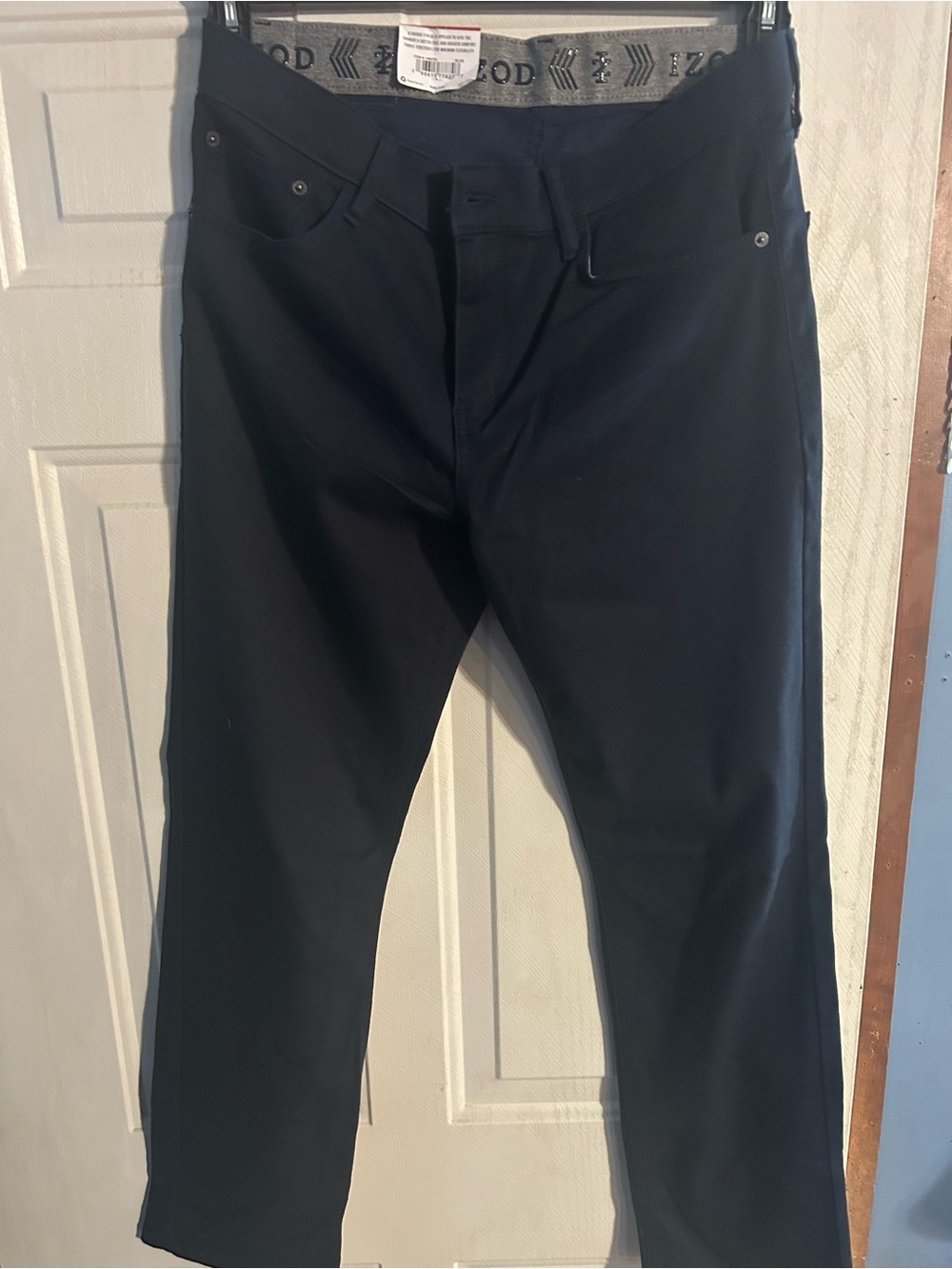 Izod Comfort Stretch UltraFlex Waistband Soft Knit Denim Jeans Mens 34x32 Navy